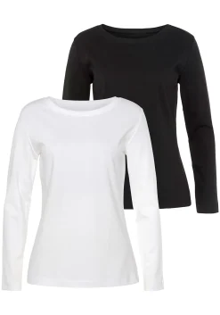Shirts|Vivance Langarmshirt weiß,black