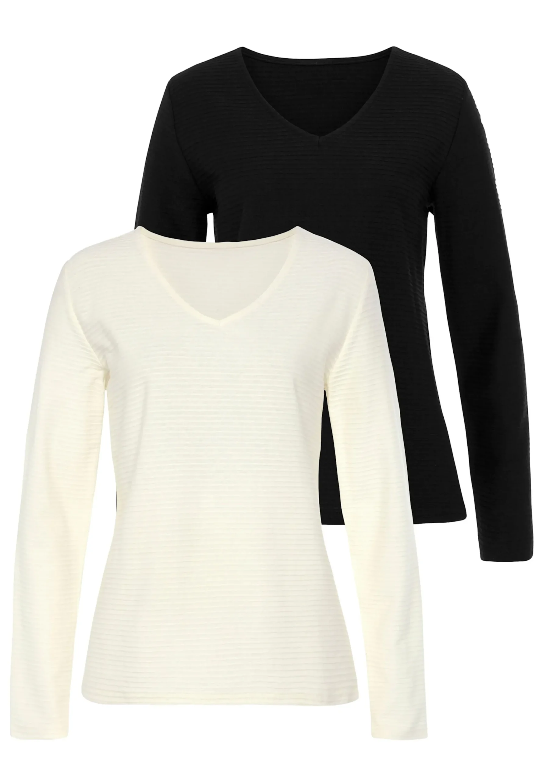 Strandmode|Shirts|LASCANA Langarmshirt creme,schwarz