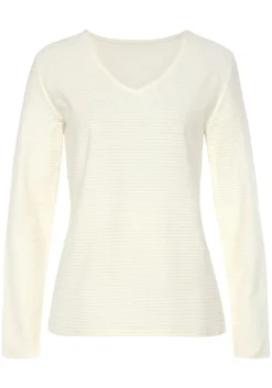Strandmode|Shirts|LASCANA Langarmshirt creme,schwarz