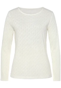 Shirts|Vivance Langarmshirt creme,schwarz