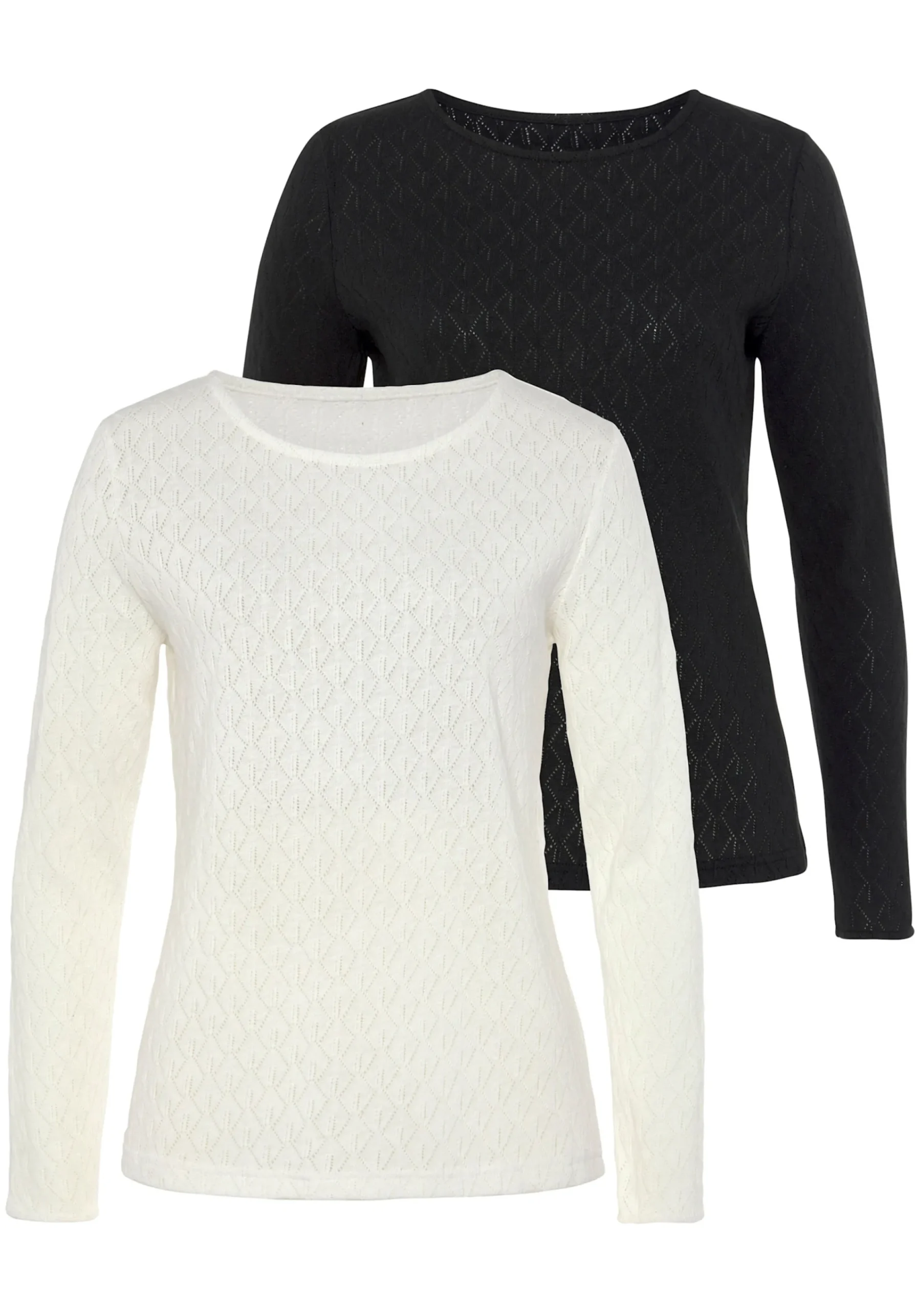 Shirts|Vivance Langarmshirt creme,schwarz