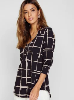 Shirts| Langarmshirt schwarz-ecru