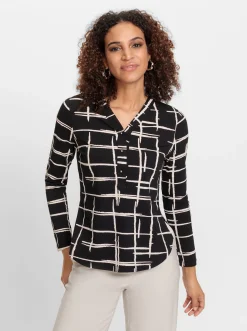 Shirts| Langarmshirt schwarz-ecru