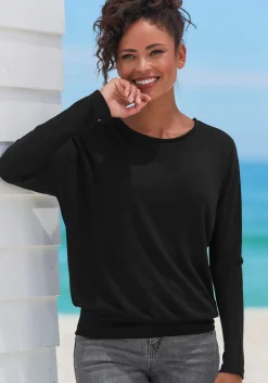 Strandmode|Vivance Langarmshirt schwarz
