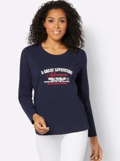 Shirts| Langarmshirt marine-ecru-bedruckt