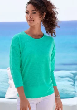 Strandmode|Vivance Langarmshirt türkis,weiß