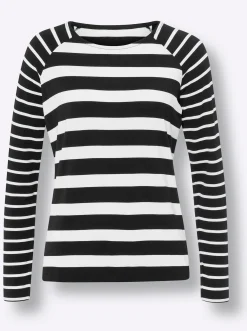 Shirts|heine Langarmshirt im Streifendessin schwarz-ecru-gestreift