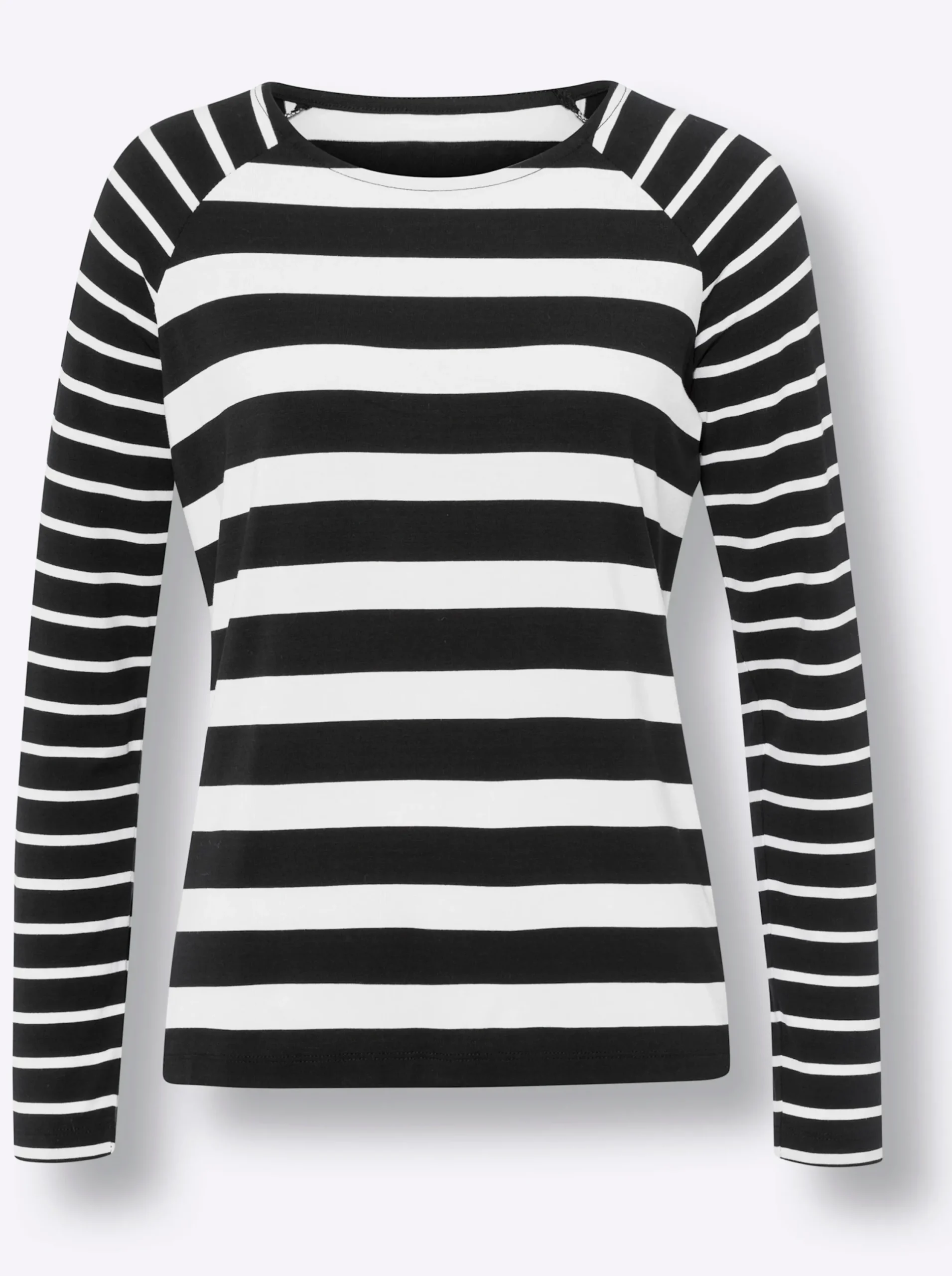 Shirts|heine Langarmshirt im Streifendessin schwarz-ecru-gestreift