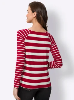 Shirts|heine Langarmshirt im Streifendessin rot-ecru-gestreift