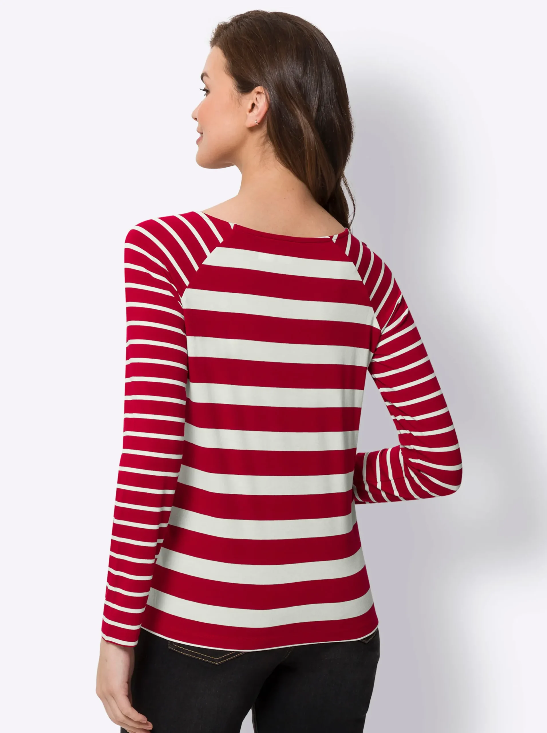 Shirts|heine Langarmshirt im Streifendessin rot-ecru-gestreift