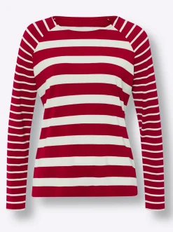 Shirts|heine Langarmshirt im Streifendessin rot-ecru-gestreift