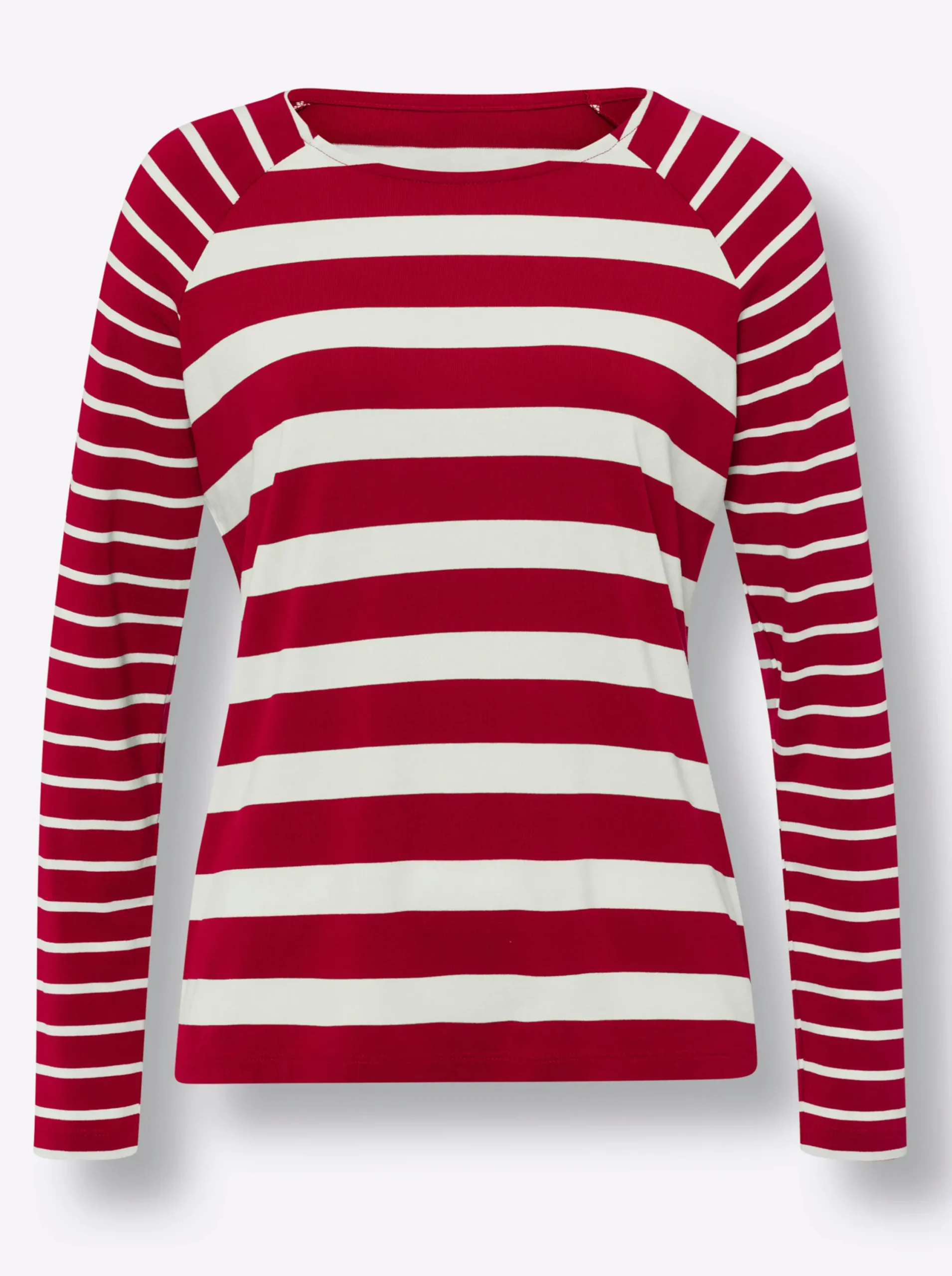 Shirts|heine Langarmshirt im Streifendessin rot-ecru-gestreift