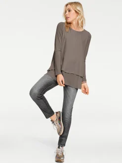 Shirts|heine Langarmshirt in 2-in-1-Optik taupe