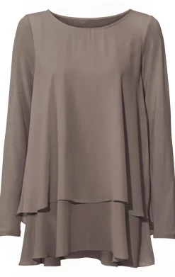 Shirts|heine Langarmshirt in 2-in-1-Optik taupe