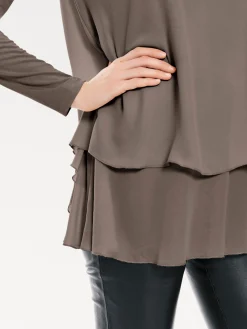 Shirts|heine Langarmshirt in 2-in-1-Optik taupe