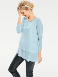 Shirts|heine Langarmshirt in 2-in-1-Optik hellblau