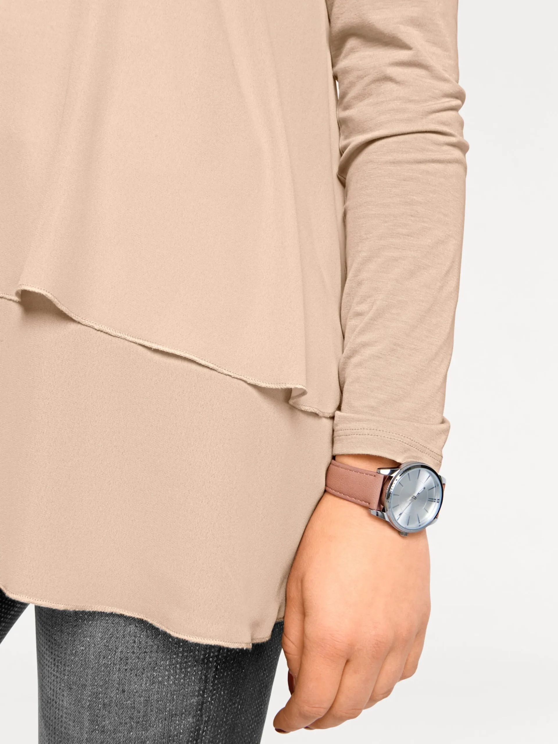 Shirts|heine Langarmshirt in 2-in-1-Optik puder