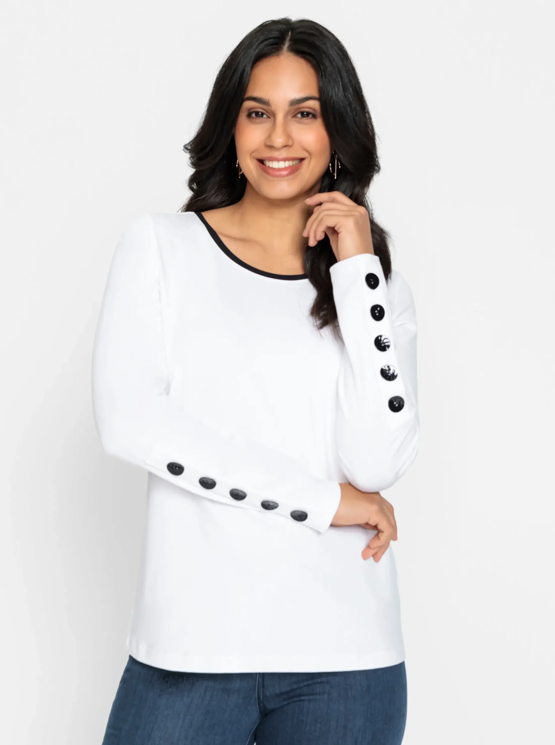 Shirts| Langarmshirt in Interlock-Qualität weiß
