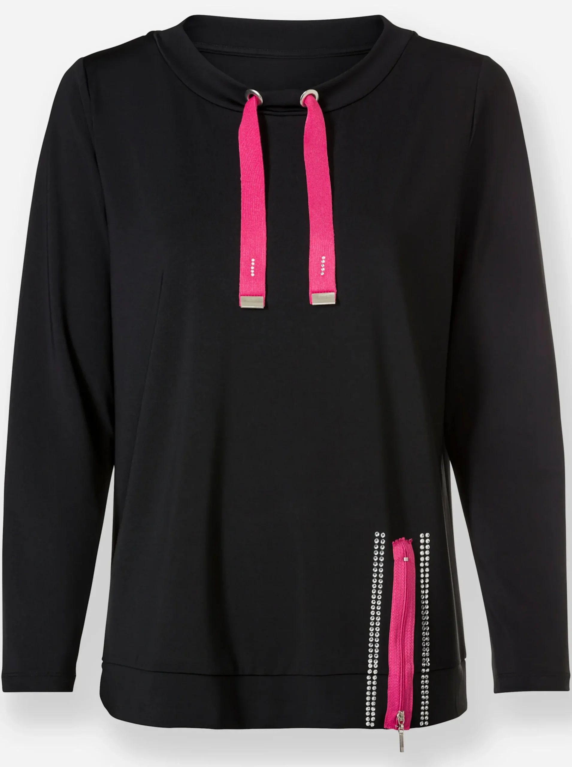Shirts| Langarmshirt in knitterfreier Qualität schwarz