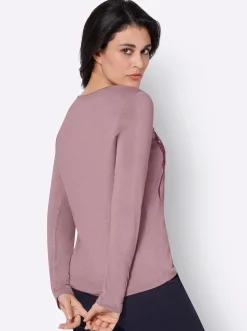 Shirts| Langarmshirt in Viskose-Stretch-Qualität hortensie-schwarz-bedruckt