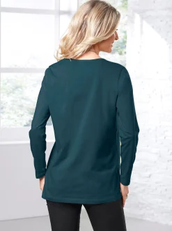 Shirts| Langarmshirt in weiter Form petrol