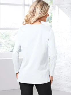 Basics| Langarmshirt in weiter Form weiß