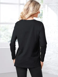 Basics| Langarmshirt in weiter Form schwarz