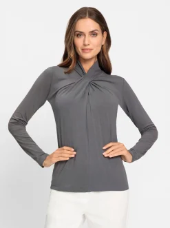 Shirts|heine Langarmshirt mit drapierten Falten anthrazit