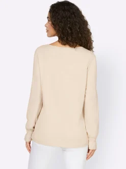 Shirts|heine Langarmshirt mit gesmoktem Ärmelbündchen sand