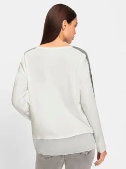 Shirts|heine Langarmshirt mit glänzendem Streifen ecru