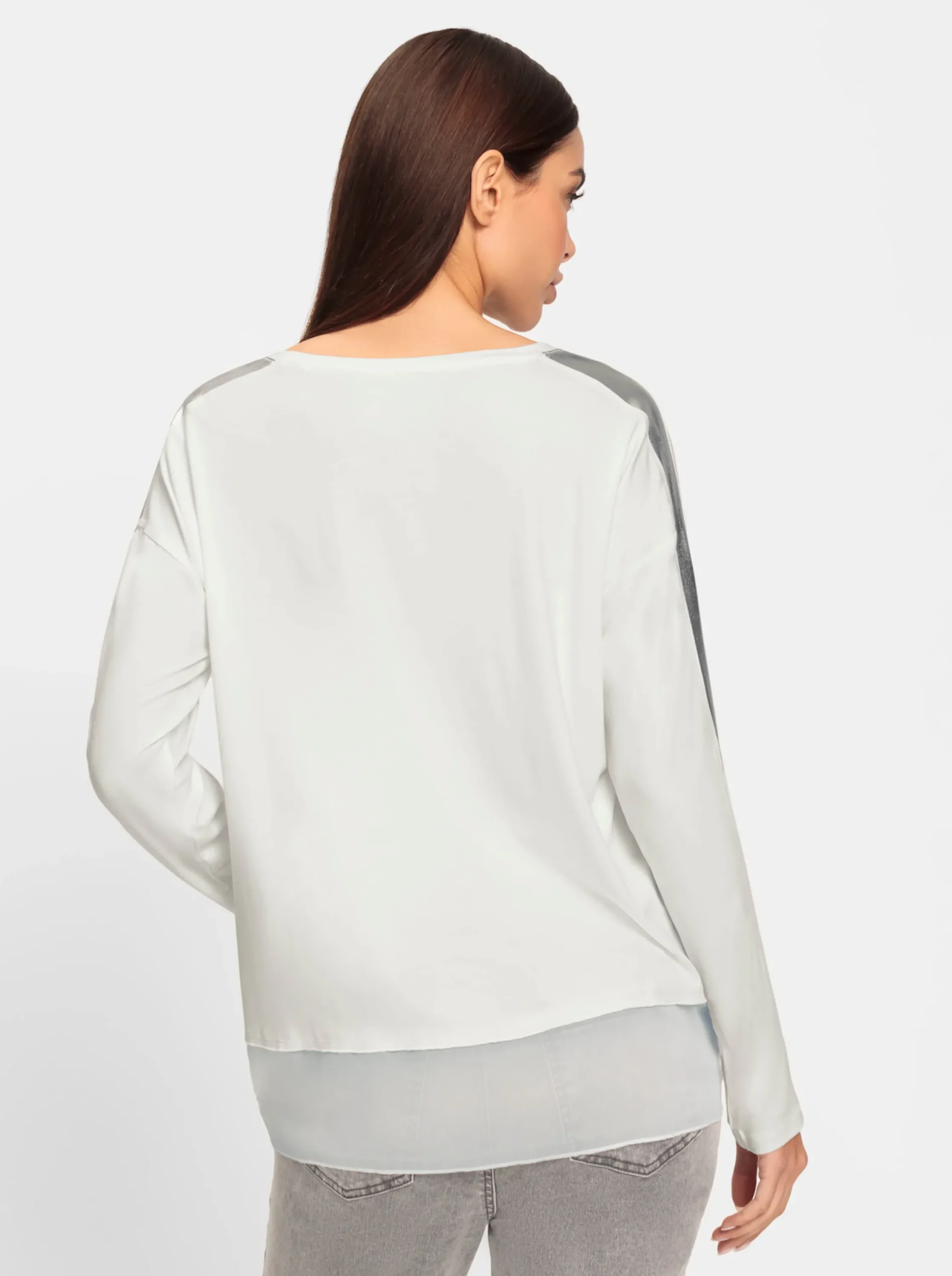 Shirts|heine Langarmshirt mit glänzendem Streifen ecru
