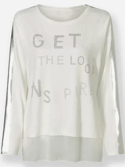 Shirts|heine Langarmshirt mit glänzendem Streifen ecru