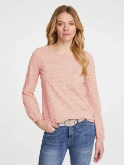 Shirts|heine Langarmshirt mit Gummizug am Ärmel puder