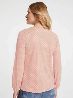 Shirts|heine Langarmshirt mit Gummizug am Ärmel puder