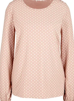 Shirts|heine Langarmshirt mit Gummizug am Ärmel puder