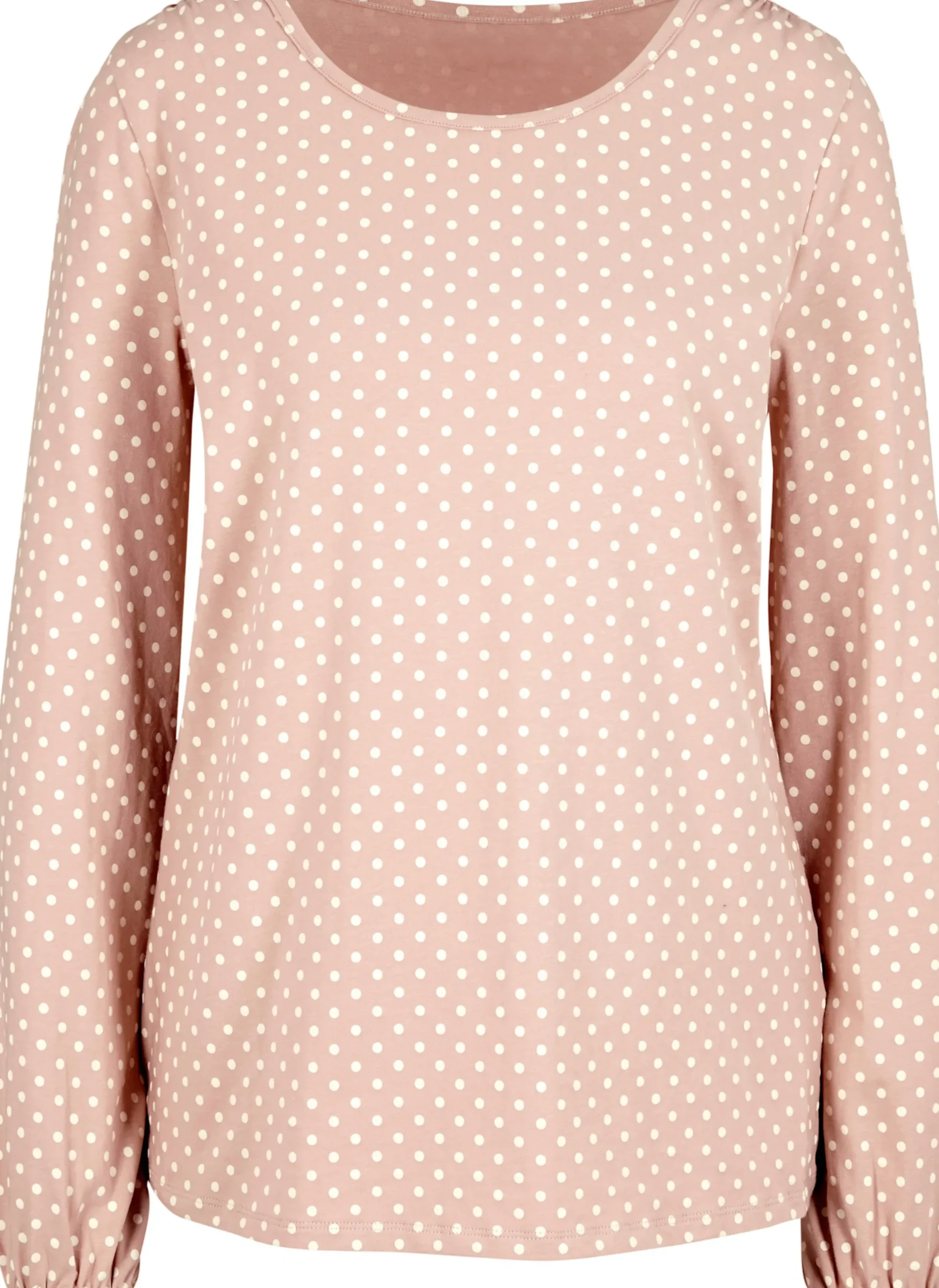 Shirts|heine Langarmshirt mit Gummizug am Ärmel puder