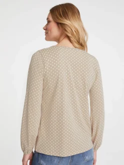 Shirts|heine Langarmshirt mit Gummizug am Ärmel kiesel