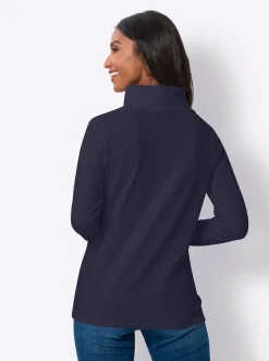 Shirts|heine Langarmshirt mit halsfernem Rollkragen marine