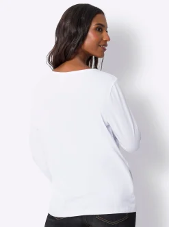 Shirts|heine Langarmshirt mit Lettering weiß