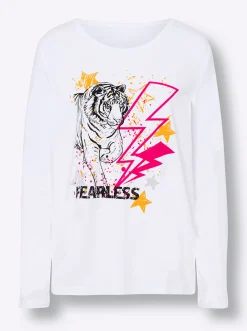 Shirts|heine Langarmshirt mit Lettering weiß