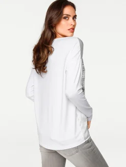 Shirts|heine Langarmshirt mit Metallic-Print weiß