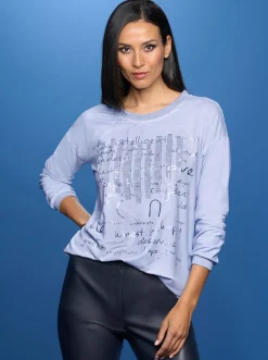 Shirts|heine Langarmshirt mit Metallic-Effekt hellblau