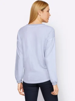 Shirts|heine Langarmshirt mit Metallic-Effekt hellblau