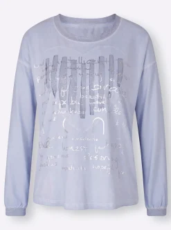 Shirts|heine Langarmshirt mit Metallic-Effekt hellblau