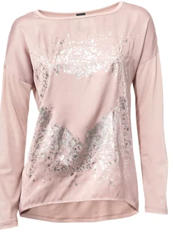 Shirts|heine Langarmshirt mit Metallic-Print rosa