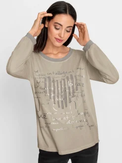 Shirts|heine Langarmshirt mit Metallic-Effekt beige