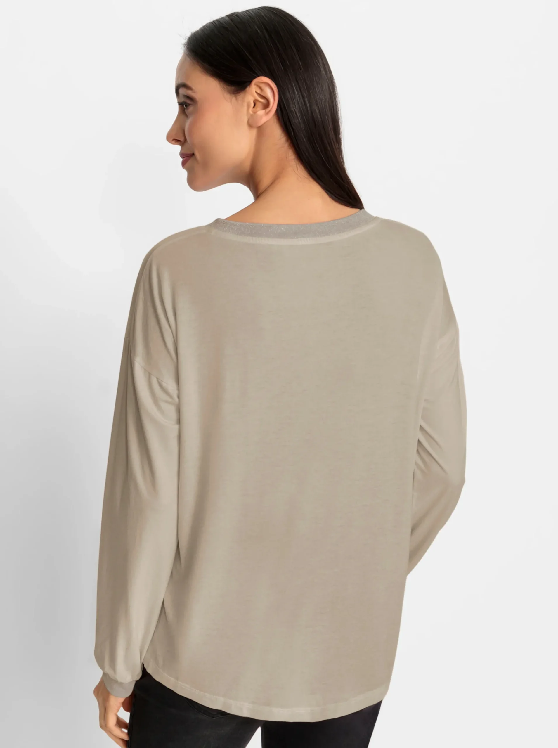 Shirts|heine Langarmshirt mit Metallic-Effekt beige