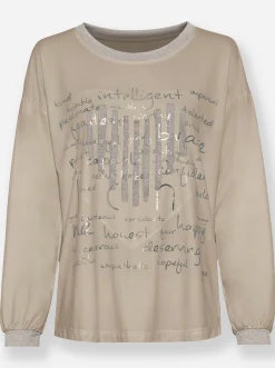 Shirts|heine Langarmshirt mit Metallic-Effekt beige