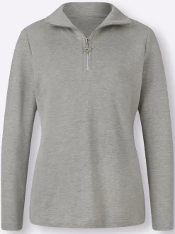 Shirts| Langarmshirt mit Schneeflocken-Anhänger grau-meliert