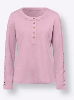 Shirts|heine Langarmshirt mit Spitze rosé